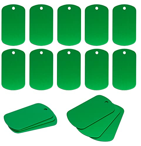 Aluminiumgravur Rohlinge Aluminium Rechteck Blank Tags Stanzen Rohlinge Gravur Rohlinge Hundemarke 25 Pack (Green)