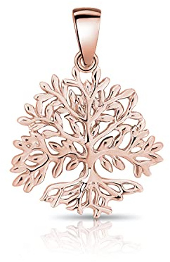 DTPsilver® Ciondolo Celtico in Argento 925 Placcato in Oro Rosa - Ciondolo Albero della Vita