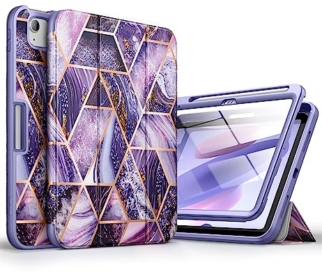 SURITCH para iPad 10th Generation Case 2022 iPad 10.9 Case, Protector de Pantalla Incorporado, Portalápices/Auto Wake/Sleep Ligero 360 Funda Protectora Smart Fold para iPad 10.9'' (Púrpura)
