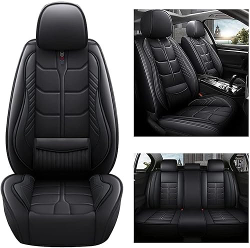 maiqiken Autositzbezug Für Hyundai Tucson 2005-2024 Komplettset 5 Sitze Allwettereinsatz Auto Ledersitzbezug Schwarz