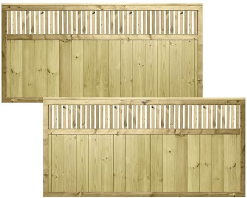 Urban Premier Tuscany 6x3ft (W: 6ft x H: 3ft) Fence Panel Decorative Garden Treated Trellis Top Fully Rebated Framed with Interlocking Smooth-Planed Tongue & Groove Width 1828mm x Height: 900mm