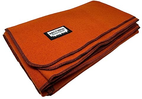 Arcturus Militärische Wolldecke, 2 kg, warm, schwer, waschbar, groß, 162,6 x 223,5 cm, ideal für Camping, Outdoor, Survival- und Notfall-Kits (Orange)
