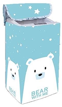Odot Housse de Protection pour Machine à Laver Chargement par Le Haut, Couvre-Machine Protecteur Anti-Poussière Couverture pour Machine Lave-Linge et Sèche-Linge (XL,Motif Ours)