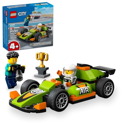 Lego City Green 60399 Jouet de Voiture de Course de Style Classique, Petit Jouet Cadeau pour Enfants, kit de Construction pour garçons et Filles à partir de 4 Ans, Figurines de Photographe et de