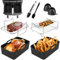 Air Fryer Accessories for Ninja Dual AF300UK AF400UK Tower T17088, 8PCS Ninja Dual Air Fryer Accessories Including Silicone Air Fryer Liners, Metal Racks, Food Clip Brush Gloves, Black