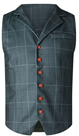 Generisch Herren Weste Elegant, Casual Plaid Slim Vest Anzugsweste Jacke Jagdweste Outdoor Arbeitsweste Sommer Schwarz Men'S Outerwear Gilets Lammfell Winter Ärmellose Veste (S, Grau)