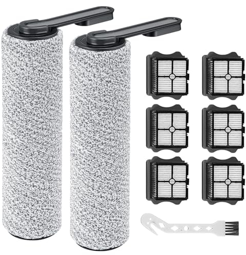 Floor One S5 Bürstenwalze und HEPA-Filter-Ersatz, kompatibel mit Tineco S5/S5 Pro/S5 Pro 2/S5 Blue schnurlosen Nass-Trockensauger – 2 Bürstenrollen + 6 Staubsaugerfilter + 1 Reinigungswerkzeug
