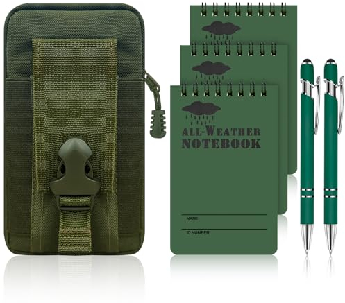 6-teiliges wasserdichtes Notizbuch für jedes Wetter, Polizei, wasserdichter Notizblock, 7,6 x 12,7 cm, Taschennotizbuch mit wasserdichtem wetterfestem Stift und Abdeckung für Outdoor-Aktivitäten