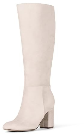 Amazon Essentials Stivali con tacco alto Donna, Camoscio Sintetico Grigio, 35 EU
