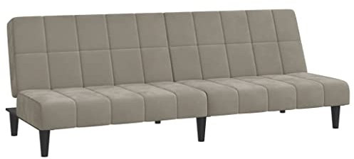 vidaXL Schlafsofa 2-Sitzer, Sofa mit Holzrahmen, Schlafcouch für Wohnzimmer Heimkino Büro, Couch Sofabett Tagesbett Gästebett, Hellgrau Samt