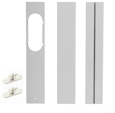 DAZZLEEX Placa de bloque de aire acondicionado portátil libremente estirable y ajustable de 55-160 cm con tornillos para kit de diapositivas de ventana (3 piezas)