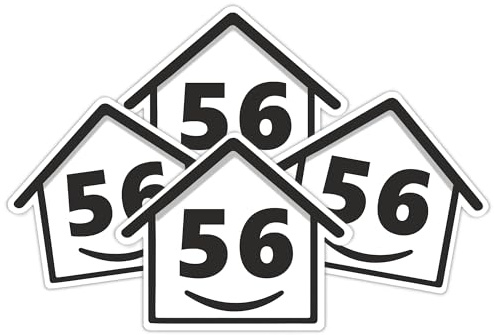 4 x Bin Numbers for Wheelie Bins, 1-99, 15cm ‘Happy House’ Design Dustbin Stickers, Easy Application Stick On Number Stickers - Weatherproof Self Adhesive Vinyl, Black (56)