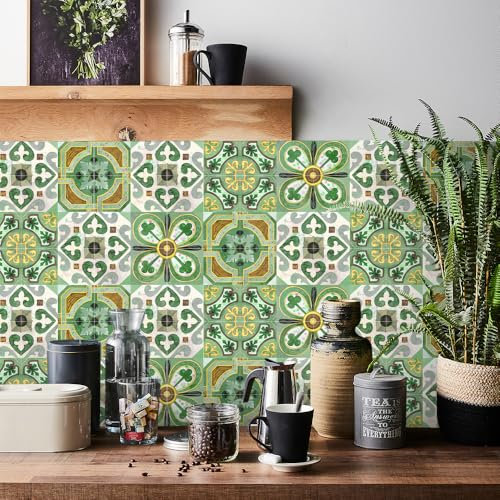 HORIWE Pegatinas italianas para azulejos de pared, 24 unidades, papel pintado autoadhesivo, resistente al agua, para cocina, baño, armario, muebles, mesa