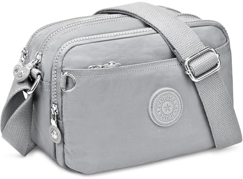 VOBUKE Kleine Umhängetasche Damen Leichte Nylon Wasserdicht Crossbody Bag mit 10 Taschen Stylisch Schultertasche Damen Verstellbarer Breitem Freizeit Messenger für Einkaufen Reisen