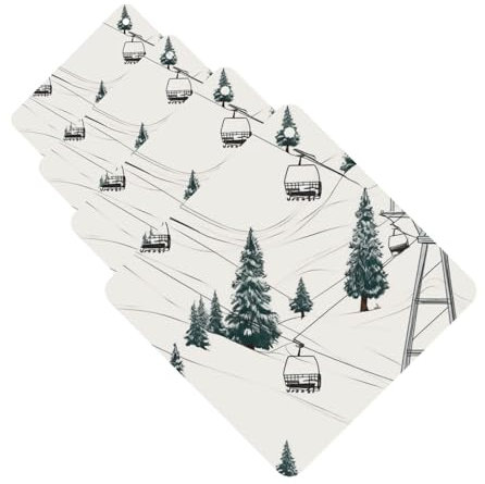 4 Stück Auto-Lufterfrischer zum Aufhängen, Duftkarten, quadratisch, Aromatherapie-Tabletten, Skilift mit Tanne, Auto-Lufterfrischer für Auto, Innenspiegel, Anhänger, Geschenke