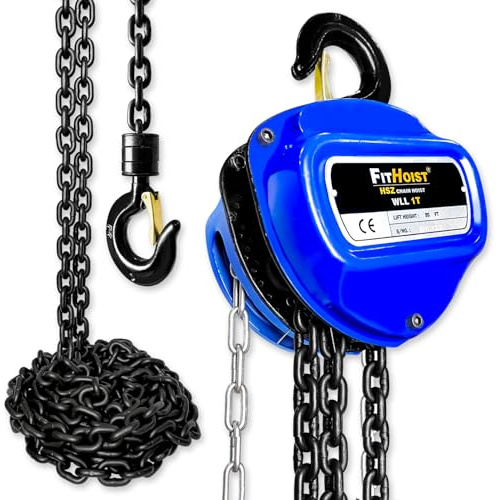 FITHOIST Chain Hoist 1 Ton, Chain Fall 20 Ft Lift for Garage and Workshop