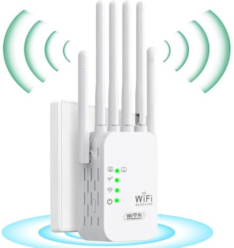 RipetitoreWiFi, AmplificatoreWiFi, extender WiFi 6 antenne Amplificatore, 2 porte LANWiFi, 1200 metri quadrati di area di copertura, potente ripetitoreWiFi per la casa e l'ufficio e la casa