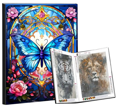 Bellatoi A2 Rangement Diamond Painting, Classeur Diamond Painting Album A2, Diamond Painting Accessoires pour Stocker Peintures Diamant 40x50 cm, 30 Pochettes Porte Vue 60 Vues (Papillon Couleur)
