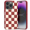 CAROKI for iPhone 14 Pro Max Leather Texture Phone Case, Soft Fashion Slim Shockproof Case, Classic Checkered Design Bow Pattern, Protective Case with Camera Frame for iPhone 14 Pro Max 6.7 - Red