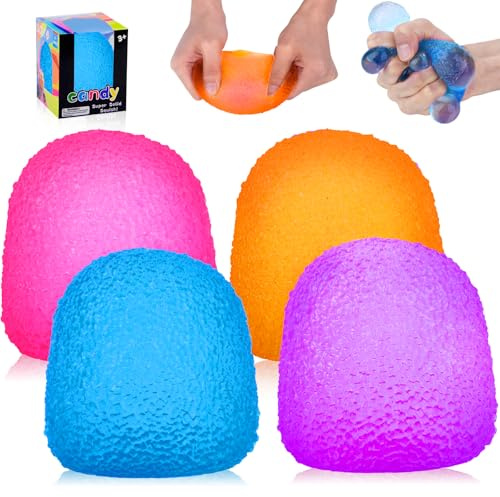 4Pcs Textured Stress Balls for Autism, Squishy Fidget Toys