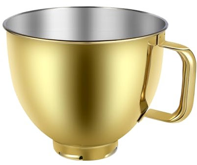 Golden Heavy Duty Stainless Steel Mixer Bowl 5QT For KitchenAid Artisian&Classic Tilt-head Stand Mixeres, Replacement Bowl For KitchenAid Mixers