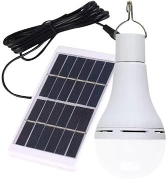 Solar Light Bulb, Rechargeable Solar Energy Panel Led Lighting Camping Light Led Lantern for Outdoor, Camping, Hiking, Garden (9W)