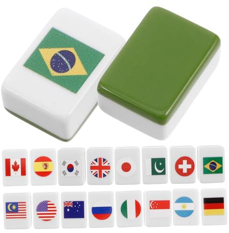 BESPORTBLE 48pcs Flag Pattern Mahjong Set National Flag Game Blocks for Adults Boys and Girls Travel Game