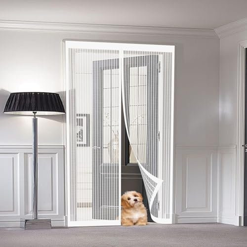 Zanzariera Magnetica 100 x 250 cm Zanzariera Magnetica per Porte Anti Zanzare Mosche Insetti Rete Fine Tenda, Bianco