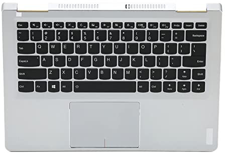 Sunxtzyl Clavier Palmrest pour Ordinateur Portable, Argent avec des Touches Noires, rétro-éclairé pour Une réponse Rapide, durablement la Construction en métal, conçue pour Le Yoga 710 14,