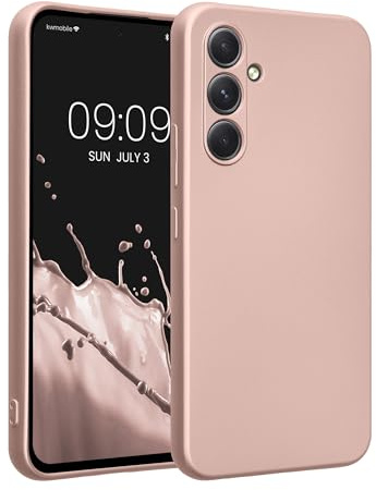 kwmobile Handyhülle kompatibel mit Samsung Galaxy A54 5G Hülle - weiche Silikon Case metallisch schimmernd in Metallic Rosegold
