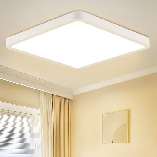 Laittiin Deckenleuchte LED Deckenlampe Flach - 23cm Schlafzimmerlampe 18W | Deckenbeleuchtung Badezimmerlampe Weiß 3000K Küchenlampe Eckig Flurlampe Decke Badlampe für Küche Wohnzimmer Kinderzimmer