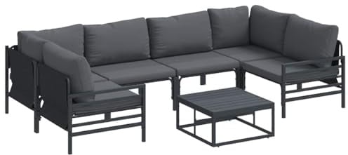 vidaXL Garden Sofa Set 7 pcs Anthracite Steel, Alfresco Dining, Outdoor Lounge Set, Garden Porch Furniture, Patio Setup, Cozy Balcony Suite for Entertaining Friends