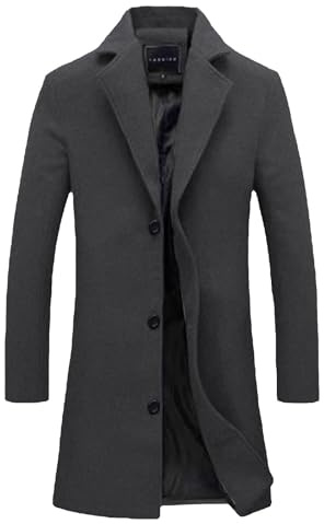 Générique Manteau Homme Hiver Laine Mi Long Grande Taille Buttons Outwear Chaude Polaire Veste Blazer Chic et Elegant Casual Trench-Coat Vestes Automne Classique Manches Longues Jacket Gris foncé 3XL
