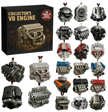 V8-Motor Adventskalender 2025, 24-Tägige Mini-Acryl-Ornamente, Weihnachtsbaum-Dekoration Für Autofans & Mechaniker