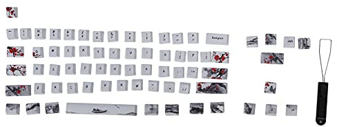 Wangjiang Plum Blossom Keycap Set, 71 - Key PBT Dye - Sublimation Keycaps for 60% Mechanical Keyboard, Compatible with RK61 Ganss Alt61 GK61 GK64 Anne Pro, DIY Keyboard Accessory w