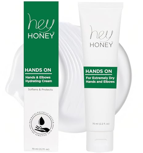 Hey Honey Hand Cream for Extremely Dry Cracked Hands & Elbows - Instant Relief with Shea Butter, Honey & Propolis - Cracked Skin Repair Moisturizer - Fast Absorbing 2.2 Oz