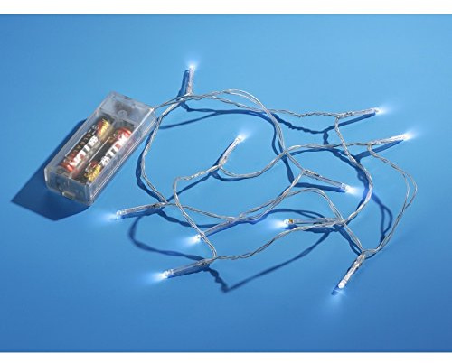 LED-Lichterkette transparent, 10 Lampen blau, Batteriebetrieb