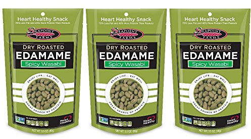 Seapoint Farms Dry Roasted Edamame, Wasabi, 3.5-Ounce Pouches (Pack of 3)