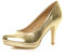 Womens Ladies mid high Heel Platform Work Evening Court Shoes Pumps Size 3 36, Gold Metallic, 3 UK