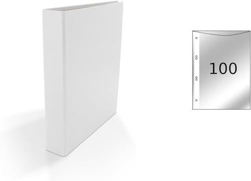 Ringbuch / DIN A5 / 4-Ring Ordner / Farbe: weiß + 100 Prospekthüllen