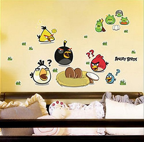 Angry Birds XXL Schlafzimmer Entfernbar Wandgemälde Kindergarten Abziehbild Dekor Baby Kunst Wandaufkleber Aufkleber Dekoration Kinder