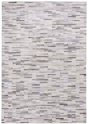 Origineller, moderner Teppich aus Echtleder grau 160 x 230 cm Ahilli