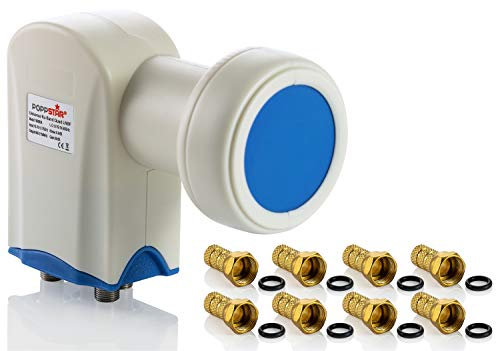 Poppstar Juego de 1x LNB 4 Salidas (conmutador múltiple Integrado) y 8X Conector F para Antena parabolica (4K UHD, Full HD, 3D TV)