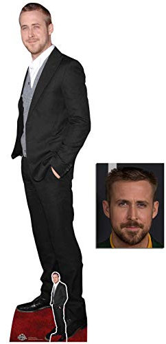 BundleZ-4-FanZ Ryan Gosling Schwarzer Anzug Lebensgrosse und klein Pappfiguren/Stehplatzinhaber/Aufsteller Fan Pack, 185cm x 45cm Enthält 8X10 (25X20Cm) starfoto