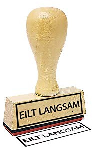 Stemplino® Textstempel - EILT Langsam - 50mm x 15mm Holzstempel mit Text Bürostempel Firmenstempel Stempel Büro Text Stempel