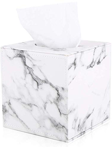 KINGFOM Leder Quadratisch Kosmetiktücherbox (Marmor)