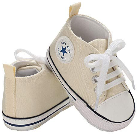 Geagodelia Zapatos de Cordones Bebé Zapatos Planos de Moda Otoño Top Alto de Suela Blanda Antideslizante Casual Cómodo y Transpirable (Beige, 6-12 Meses)