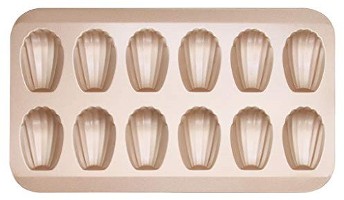 planuuik 12Cup Nonstick Madeleine Schalenförmige Kohlenstoffstahlform Backform ToolsGold