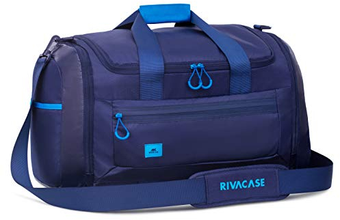 RIVACASE Sporttasche 35L mit Schuhfach - Duffelbag aus hochwertigem, wasserabweisendem Material mit PU-Laminierung - Schultertasche - Schwimmtasche - Weekender - Fitnesstasche - Gym Bag/blau