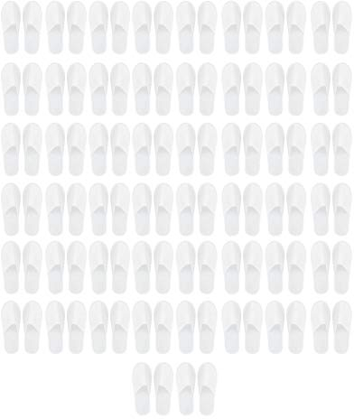 50 Paires Chaussons Jetables - Antidérapants Tissu Non Tissé 3MM pour Hôtel, Spa, Clinique | Confort Doux Respirant(Femmes/Hommes, Blanc)